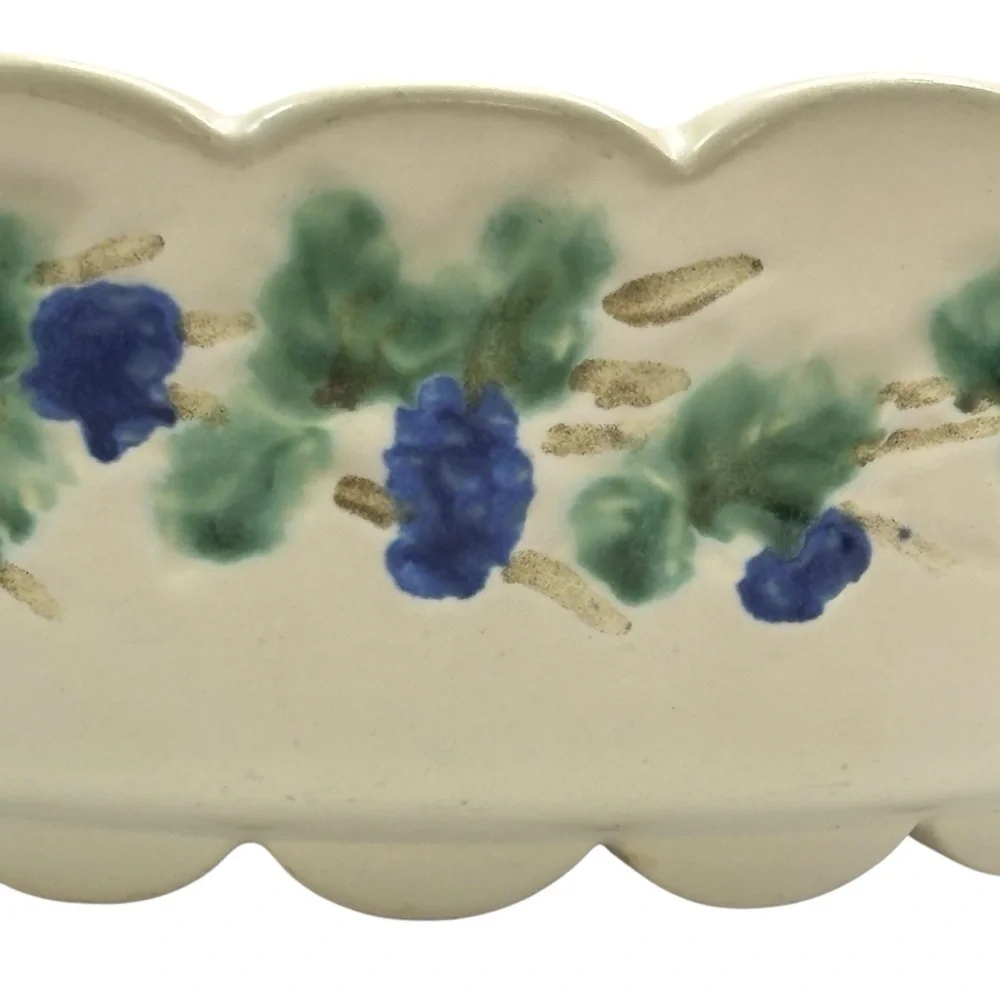 Vintage McCOY Pottery Grapevine Scalloped Bowl Flower Planter Pot Dish MCM Large
